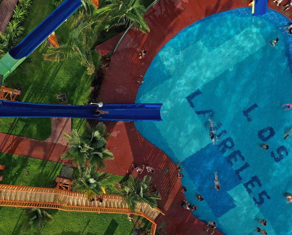 Vista aérea de las piscinas